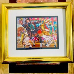Rare Emmett Kelly lithographic circus clown framed home decor 80s